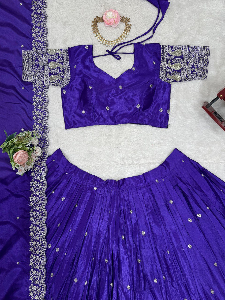 Latest Chinon SIlk Sequence Work Lehenga Choli