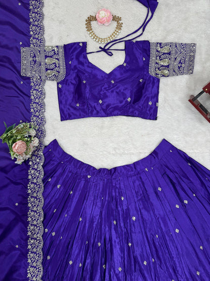 Latest Chinon SIlk Sequence Work Lehenga Choli