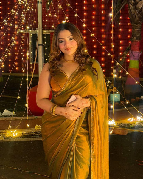 Latest Chiffon Shimmer Cut Dana Hand Work Saree Blouse