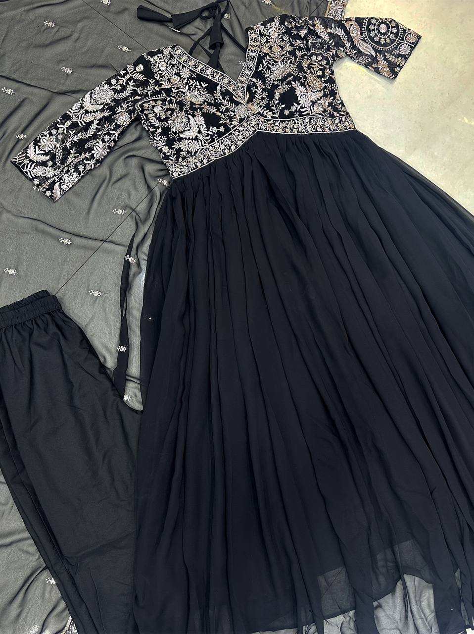 Party Wear Black Color Georgette Sequence Salwar Suit