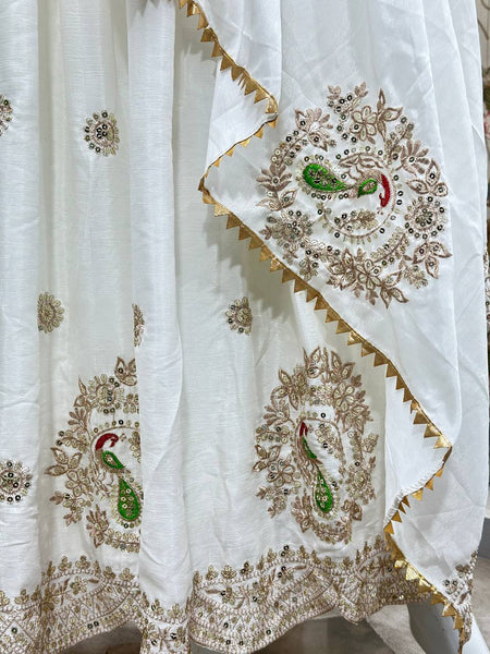White Color Chinon Silk Sequence Work Salwar Suit