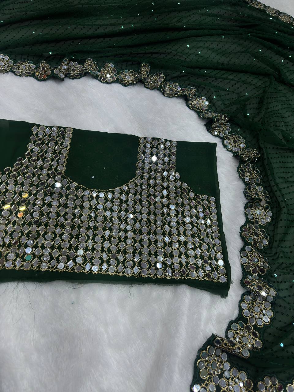 Party Wear Georgette Mirror Sequence Saree Blouse