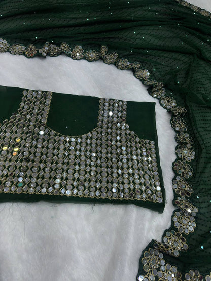 Party Wear Georgette Mirror Sequence Saree Blouse