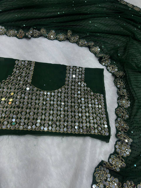 Party Wear Georgette Mirror Sequence Saree Blouse