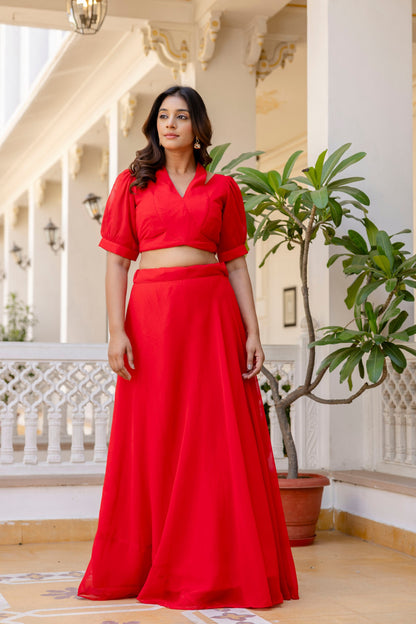 Red Color Georgette Ready to wear Lehenga Choli