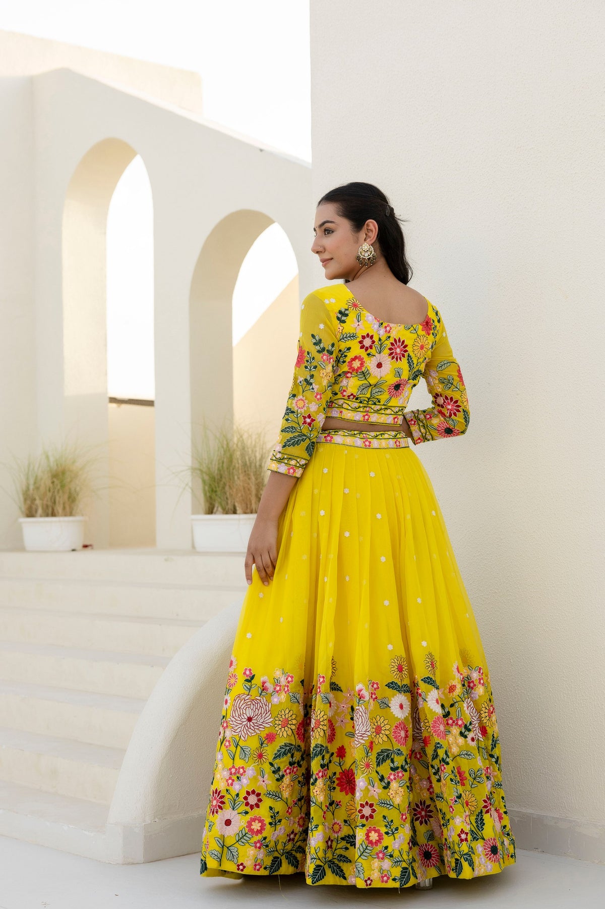 Wedding Wear Yellow Color Organza Sequence Lehenga Choli