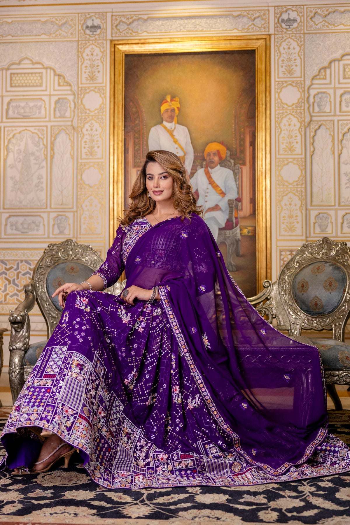 Latest Violet Color Georgette Sequence Lehenga Choli