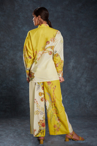 Yellow Color Printed Linen Co-ord Set