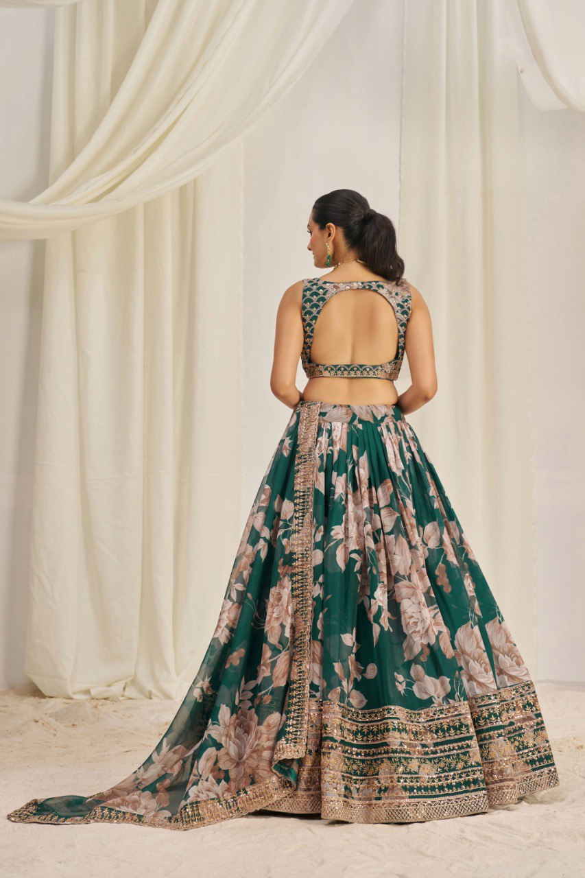Wedding Wear Organza Sequence Lehenga Choli