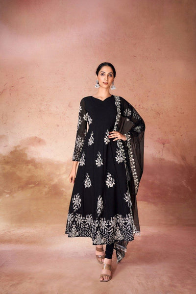 Black Color Georgette Printed Salwar Suit