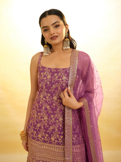 Wine Color Georgette Sequence Salwar Suit
