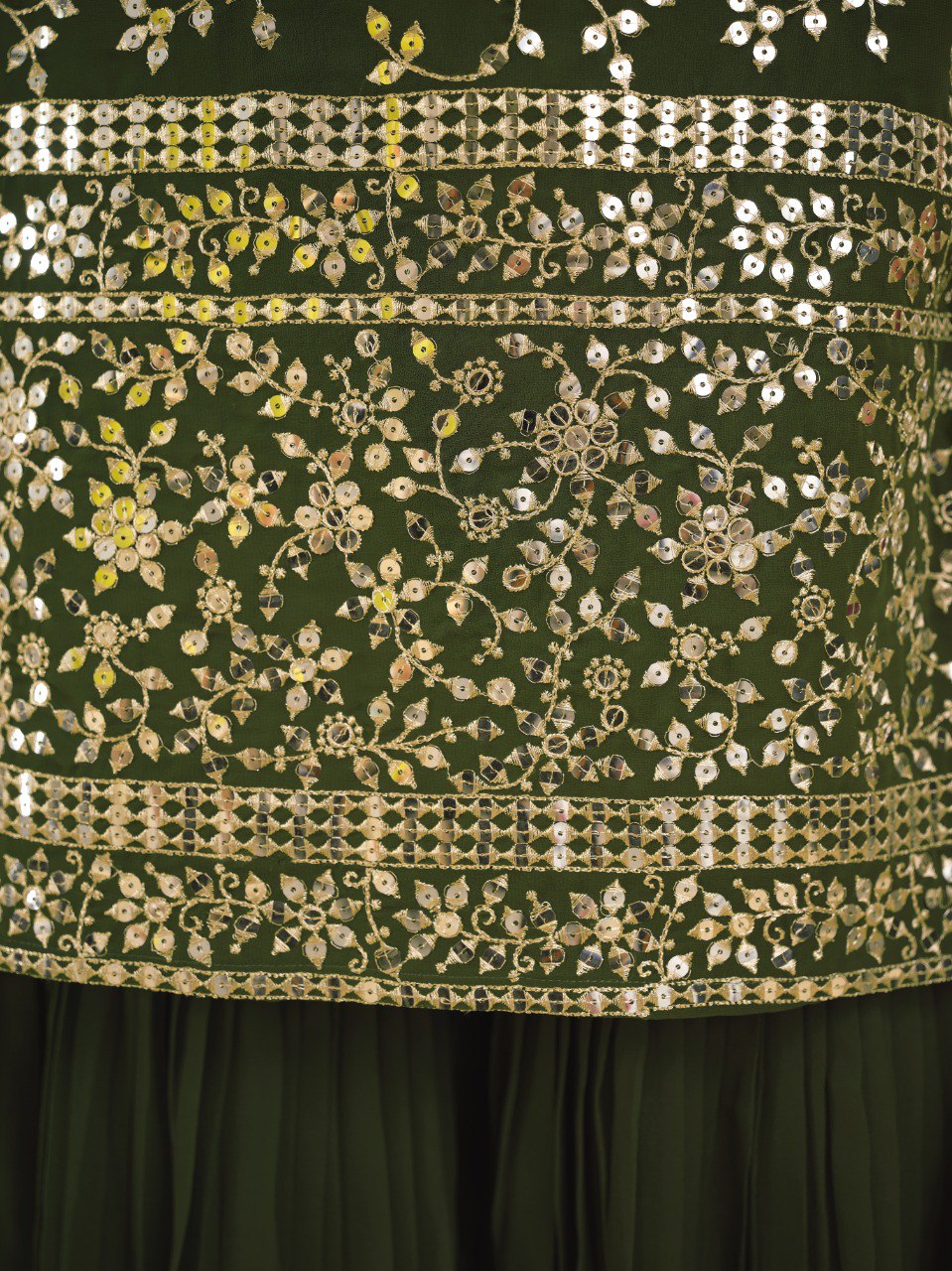 Green Color Embroidered Georgette PLazo Suit