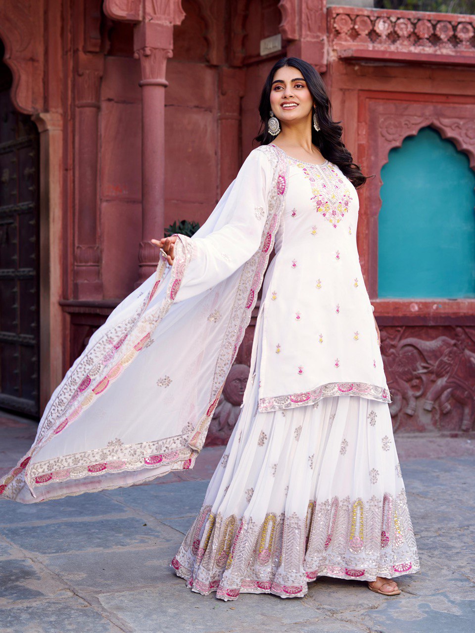Georgette Sequence Work Sharara Suit