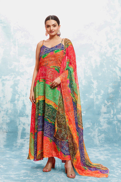Multi Color Georgette Printed Gown