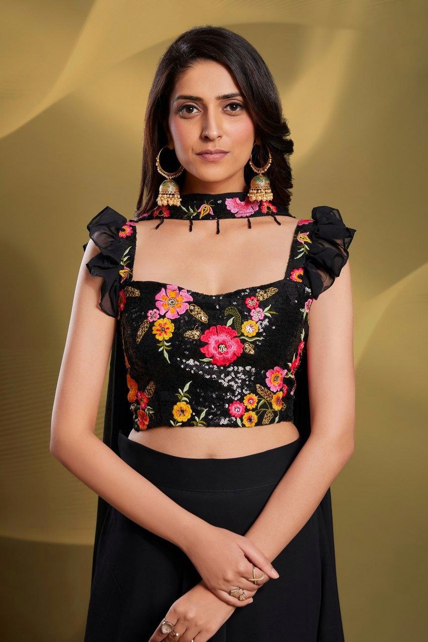 Black Color Georgette Ready to wear Lehenga Choli