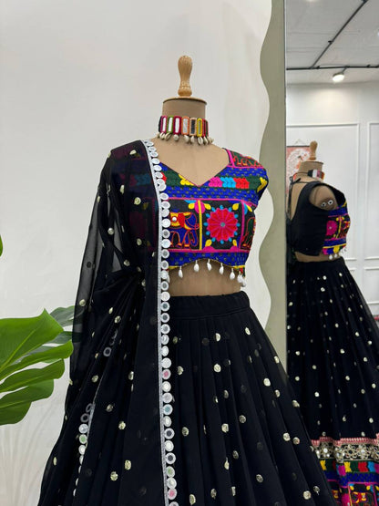 Latest Georgette Chine Stitch Kodi Work Lehenga Choli