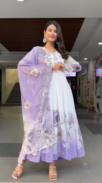 georgette anarkali sequence suit