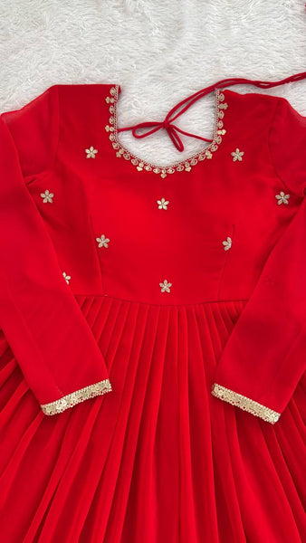 Designer Georgette Anarkali Suit with Pant & Dupatta | Wedding & Festive Collection