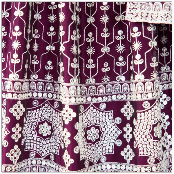 Wine Color Georgete Thread Lehenga Choli