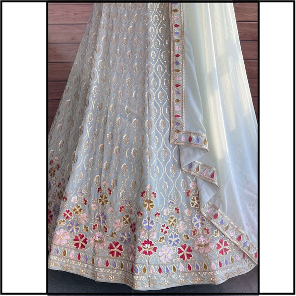 White Color Georgette Sequence Lehenga Choli