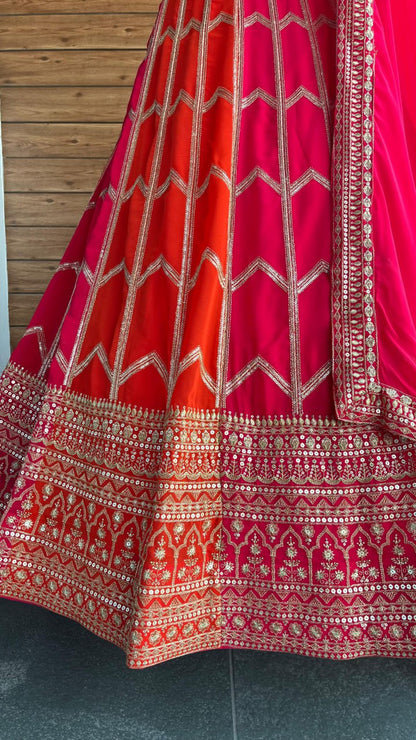 Red Color Georgette Sequence Lehenga Choli