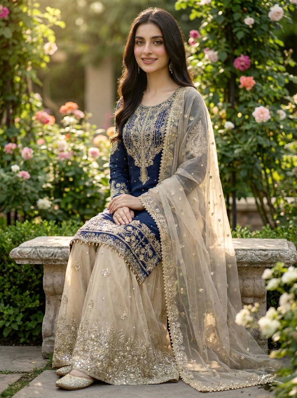 Silk Embroidery Sharara Suit