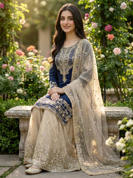 Silk Embroidery Sharara Suit