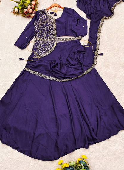 chinon silk ready to wear lehenga saree