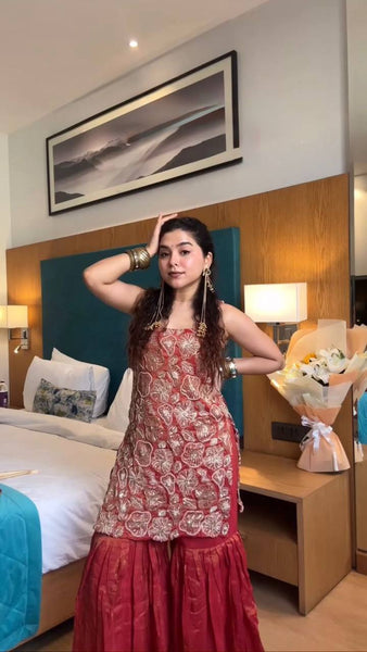 Latest Simmer Silk Kurta Sharara Dupatta