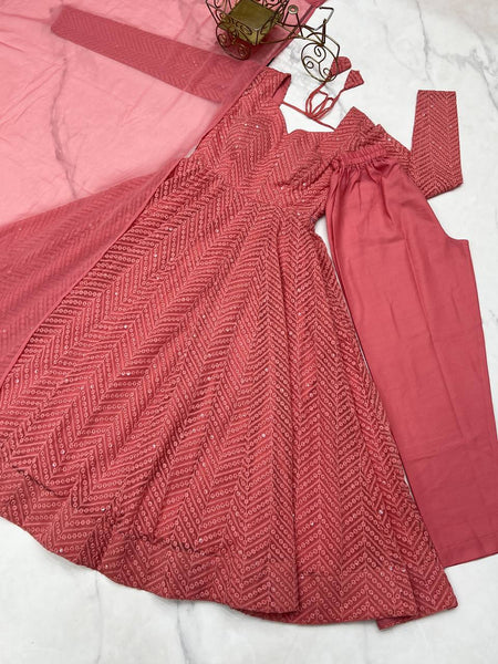 Lucknowi Sequence Work Georgette Anarkali Suit