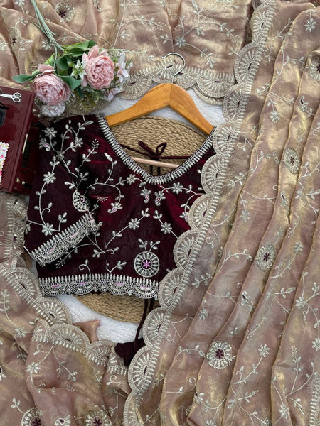 Exquisite Heavy Fendy Silk Saree with Intricate Thread & Sequence Work