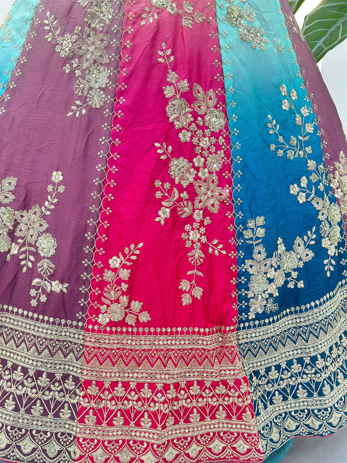 Radiant Chinon Silk Embroidered Lehenga Choli Set – Traditional Elegance