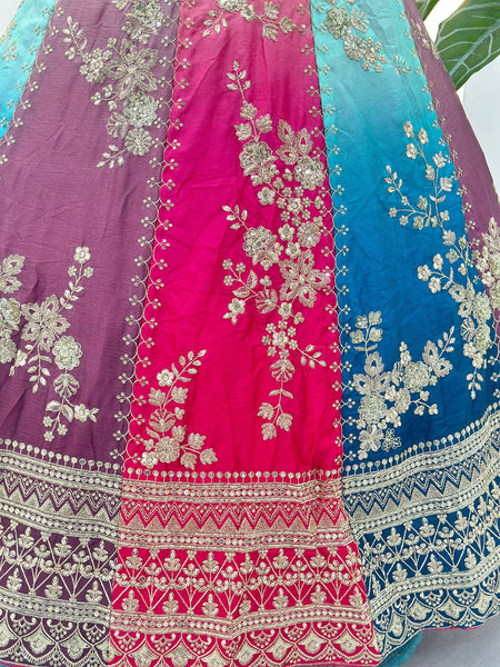 Radiant Chinon Silk Embroidered Lehenga Choli Set – Traditional Elegance