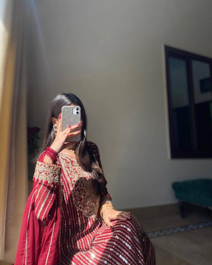 Elegant Faux Georgette Embroidered Suit Set