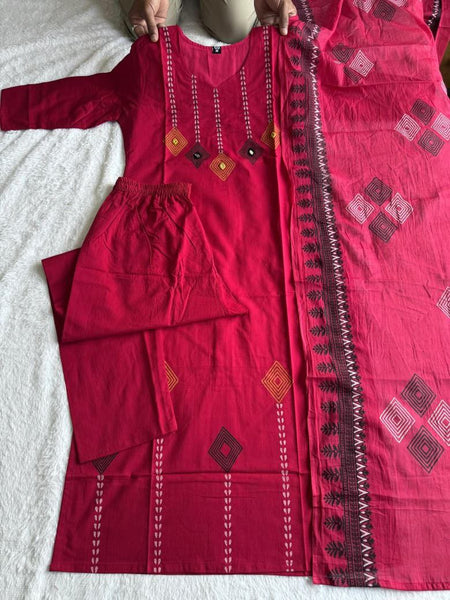 Cherry Hand Block Printed Pure Cotton Suit Set