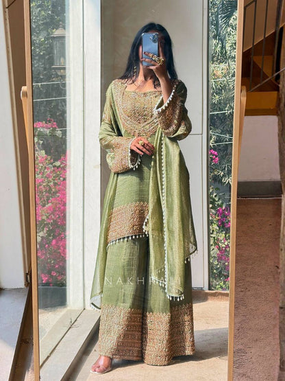 Fendy Silk Embroidered Sharara Set
