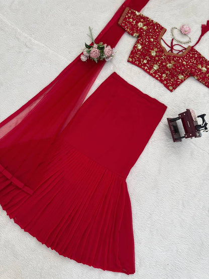 Exquisite Faux Georgette Lehenga Saree Set