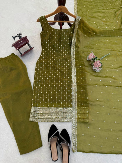 Heavy Fendy Silk Embroidered Suit Set
