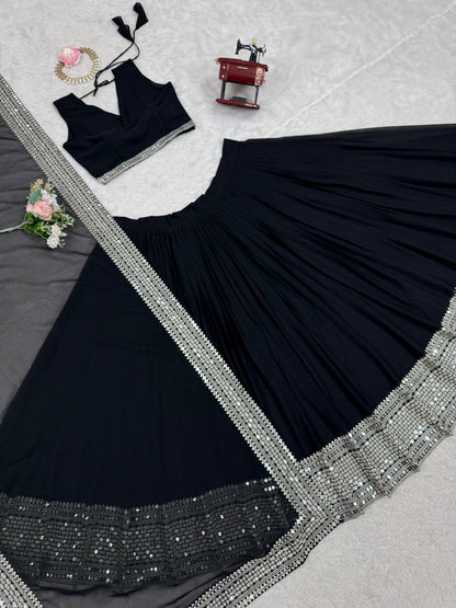 Exquisite Faux Georgette Embroidered Lehenga Choli Set