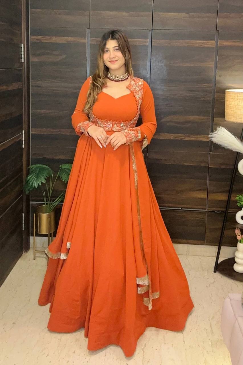 Designer Maxi Anarkali Suit with Embroidered Koti (Jacket)