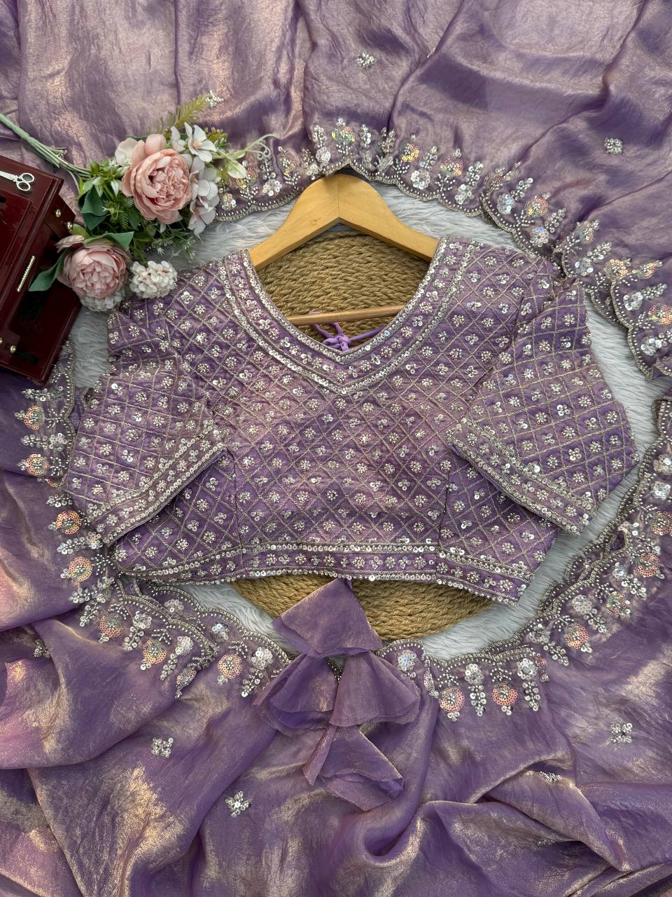 Fendy Silk Designer Saree with Bead &amp; Sequence Embellishments