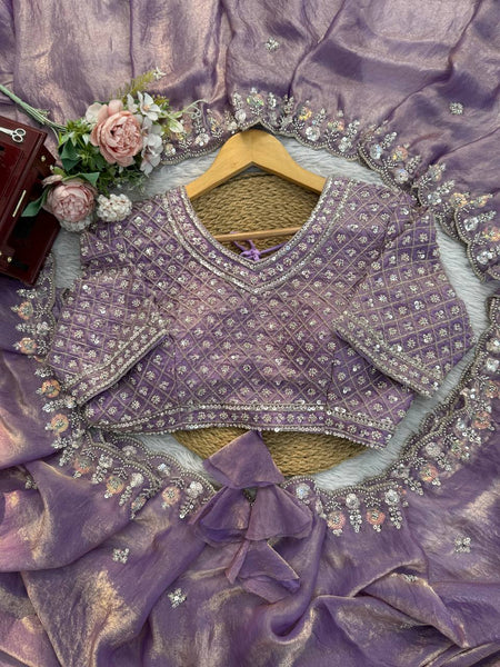 Fendy Silk Designer Saree with Bead &amp; Sequence Embellishments