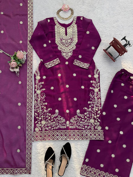 Exquisite JMC Silk Thread-Work Suit Set