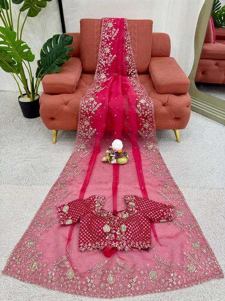 Exquisite Heavy Organza Silk Saree with Sequin Embroidery