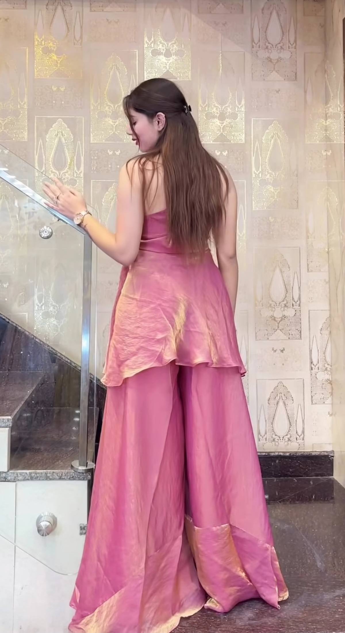 Exquisite Fandy Silk Handcrafted Sharara Set