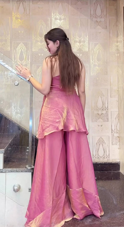 Exquisite Fandy Silk Handcrafted Sharara Set