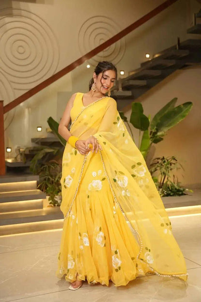 Lehenga Saree | Soft Georgette with Digital Floral Print