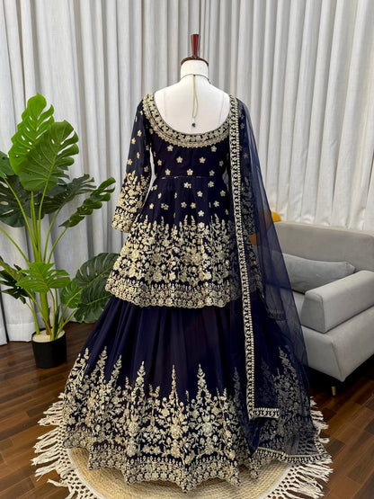 Exquisite Faux Georgette Embroidered Lehenga Choli Set