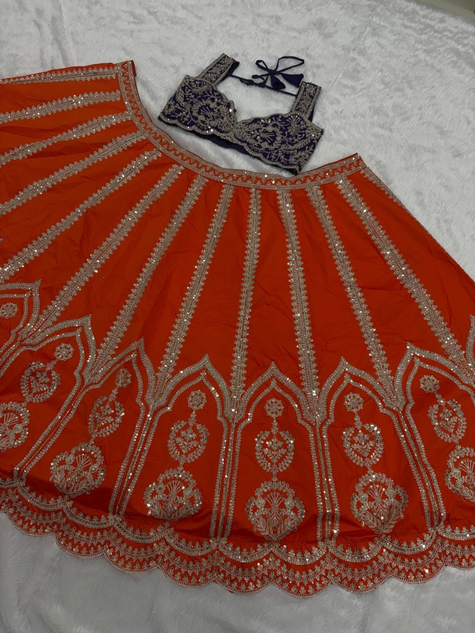 Premium Two-Tone Silk Lehenga Choli with Heavy Embroidery & Sequins Work - Semi-Stitched Ethnic Wear