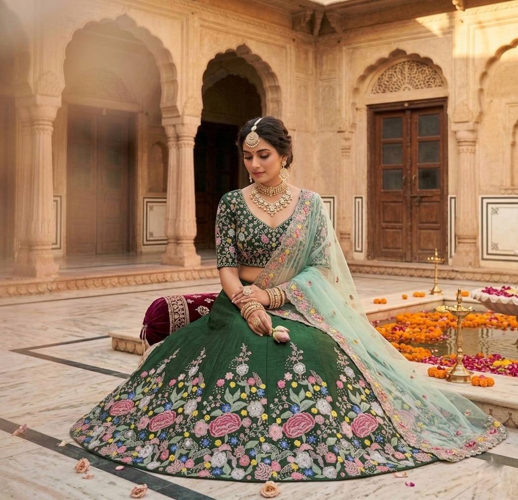 Premium Super Satin Silk Embroidery Lehenga Choli Set